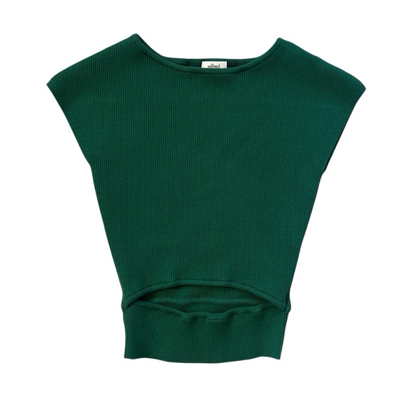 Aritzia Wilfred Ribbed Sweater Jacine Green Cut-Out Knit Top - Picture 4 of 10